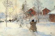 Carl Larsson The Front Yard and the Wash House oil